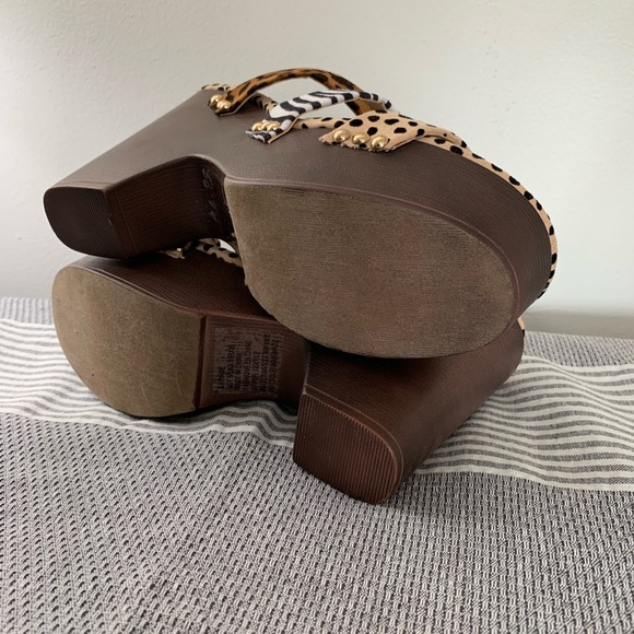 JUSTFAB multi animal print platform wedge sandals size women’s 7 1/2 - Picture 11 of 11